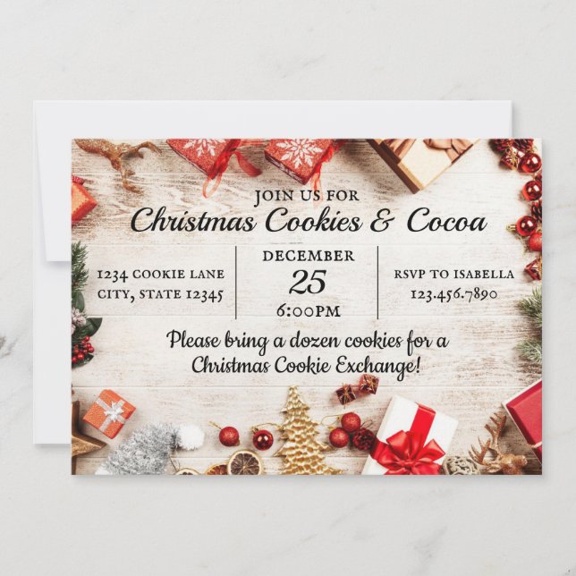 Invitation Cookies de Noël et cacao hiver (Devant)