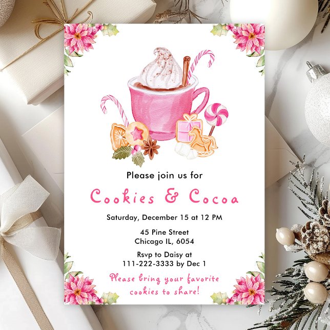 Invitation Cookies de Noël et cacao rose (Créateur téléchargé)