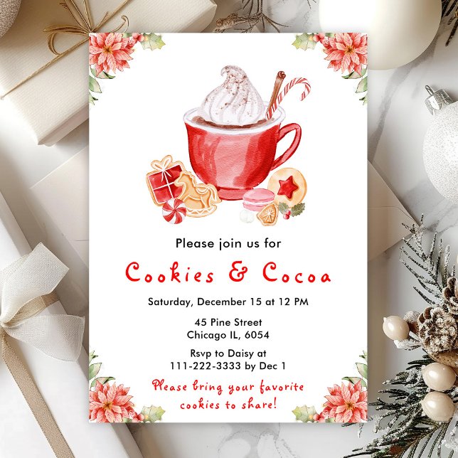Invitation Cookies de Noël et cacao Rouge (Créateur téléchargé)