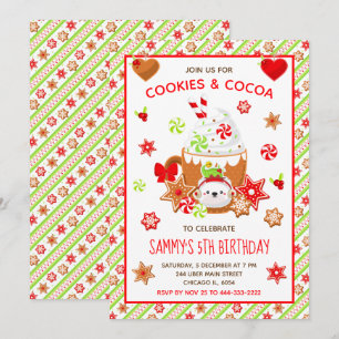 Invitation Cookies de Noël et cacao Vert d'anniversaire