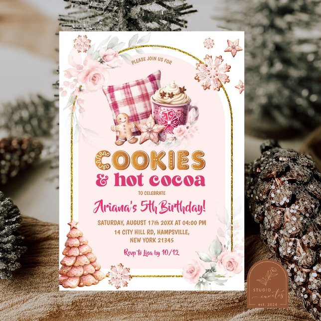 Invitation Cookies de Noël et Filles de cacao chaud Anniversa (Créateur téléchargé)