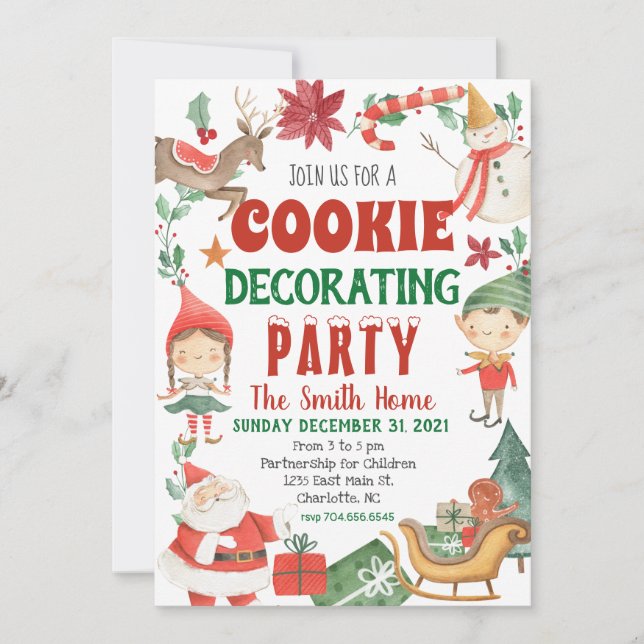 Invitation Cookies de Noël pour enfants Décoration fêtes Invi (Devant)