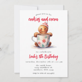 Invitation Cookies d'hiver et cacao Fête d'anniversaire des e