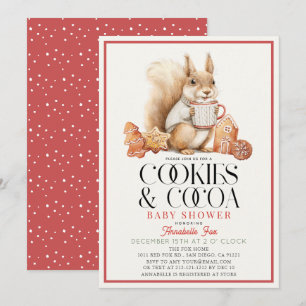 Invitation Cookies et cacao Baby shower d'écureuil au chocola