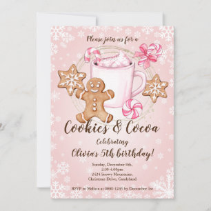 Invitation Cookies et cacao chaud Noël Anniversaire invitatio