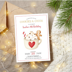 Invitation Cookies et cacao Chocolat chaud Mug rouge Annivers