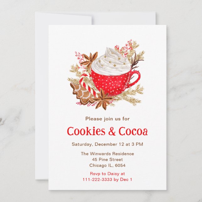 Invitation Cookies et cacao de Noël (Devant)