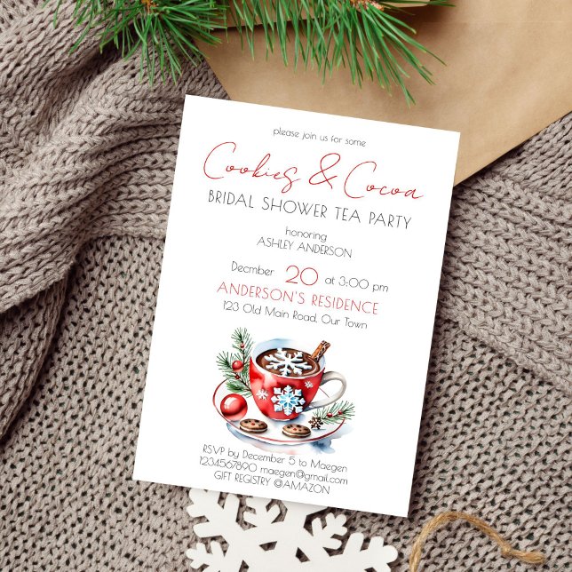 Invitation Cookies et cacao douche d'hiver nuptiale fête du t (Créateur téléchargé)