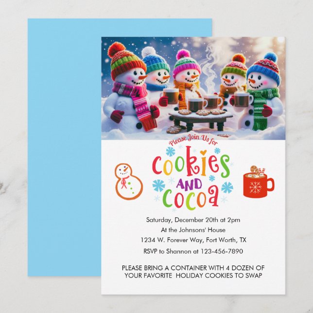 Invitation Cookies et cacao Échange de cookies Personnalisé (Devant / Derrière)