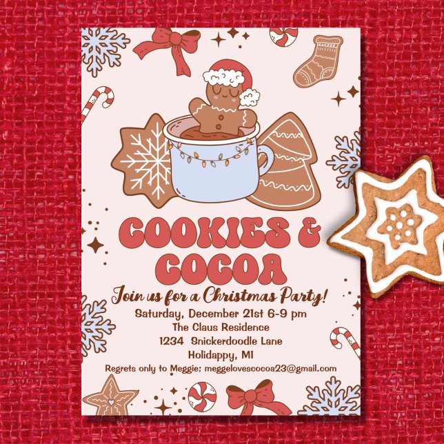 Invitation Cookies et cacao Retro Noël Super (Créateur téléchargé)