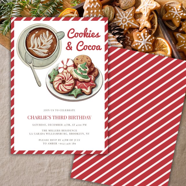 Invitation Cookies et cacao Rouge Noël Anniversaire (Créateur téléchargé)