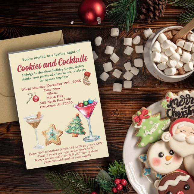 Invitation Cookies et cocktails de vacances (Créateur téléchargé)