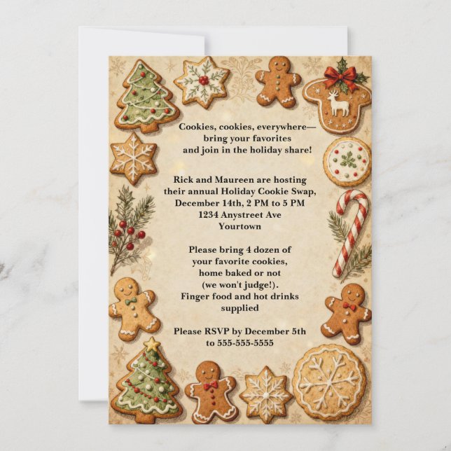 Invitation Cookies pour Fête de Noël (Devant)