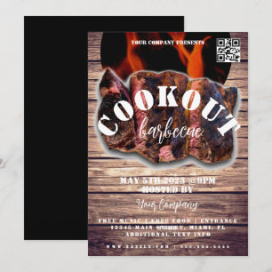Invitation Cookout Barbecue Steak Événement Société Fête Circ