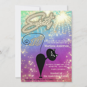 Invitation Cool amusant whimsy chat ballon scintillant feux d