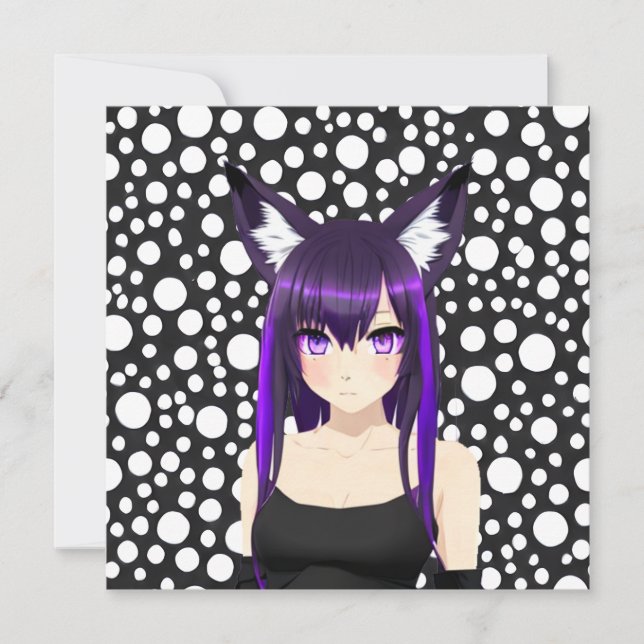 Invitation Cool Anime Girl avec cheveux et yeux pourpres Anni (Devant)