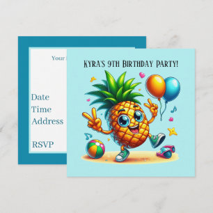 Invitation Cool Anniversaire plage fête d'ananas