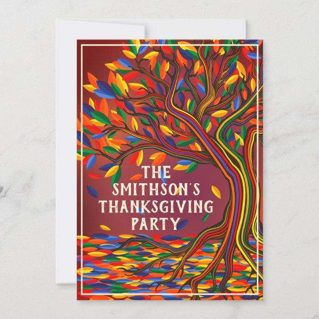 Invitation Cool Autumn Tree Thanksgiving Family Meetup Party (Devant)