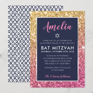 Invitation cool bat mitzvah marine rose or parties scintillan