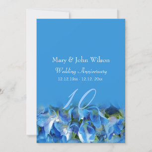 Invitation cool bleu hydrangea fleurs mariage anniversaire