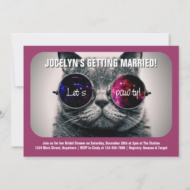Invitation cool Cat Bridal Douche (Devant)