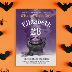 Invitation Cool Cauldron Purple Magic sorcière fête d'anniver