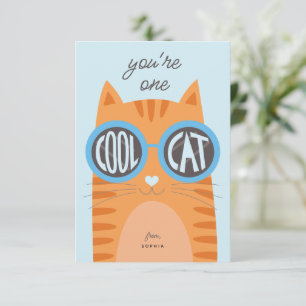 Invitation Cool Chat Orange Saint Valentin Card_blue