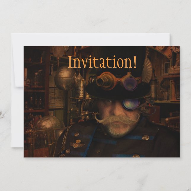 Invitation Cool Custom Steampunk Imaginaire Capitaine Sean (Devant)