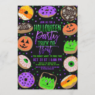 Invitation Cool Cute Parties scintillant Confetti Donuts Hall