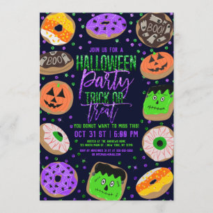 Invitation Cool Cute Parties scintillant Confetti Donuts Hall