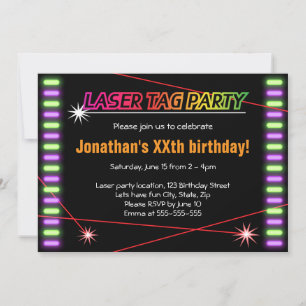 Invitation cool de fête d'anniversaire avec étiquette laser n