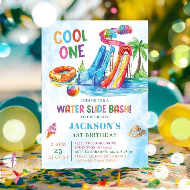 Invitation Cool de glissière d'eau un anniversaire (Créateur téléchargé)