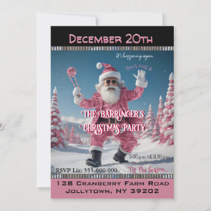 Invitation Cool Dude rose Sunny Santa Claus fête de Noël