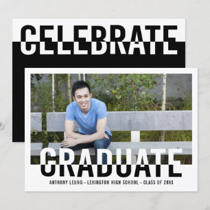 Invitation Cool Duotone ÉDITABLE COULEUR Graduation Invitatio