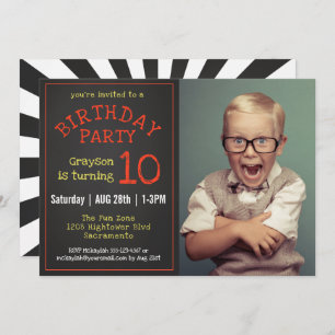 Invitation Cool Enfants Photo Chalkboard fête d'anniversaire