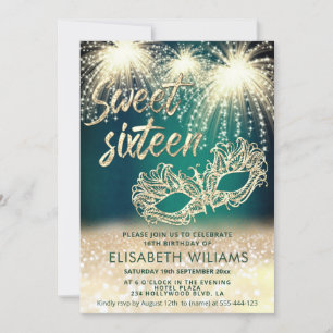 Invitation Cool feu d'artifice Masquerade charmant glittery o