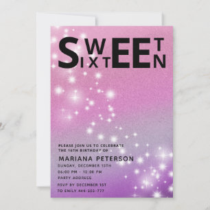Invitation Cool fun adolescent typographie moderne doux 16
