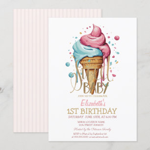 Invitation Cool goutte glace crème rayée Anniversaire