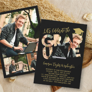 Invitation Cool Graduate Cutout Moderne Graduation Photo Part