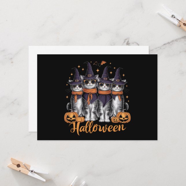 Invitation Cool Halloween Chats cadeau pour fille cadeau pour (Devant/Arrière en situation)