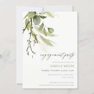 INVITATION COOL LEAFY VERT FOLIAGE EAU COULEUR FIANÇAILLES