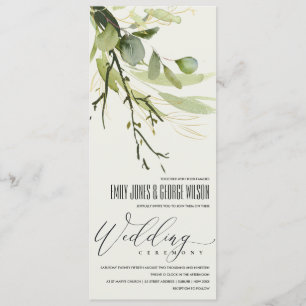 INVITATION COOL LEAFY VERT GOLD FOLIAGE MARIAGE WATERCOLOR