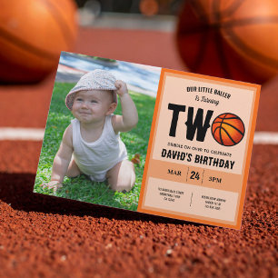 Invitation Cool Little Baller Basketball Photo 2e anniversair