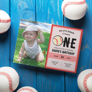 Invitation Cool Little Slugger Baseball Photo 1er anniversair