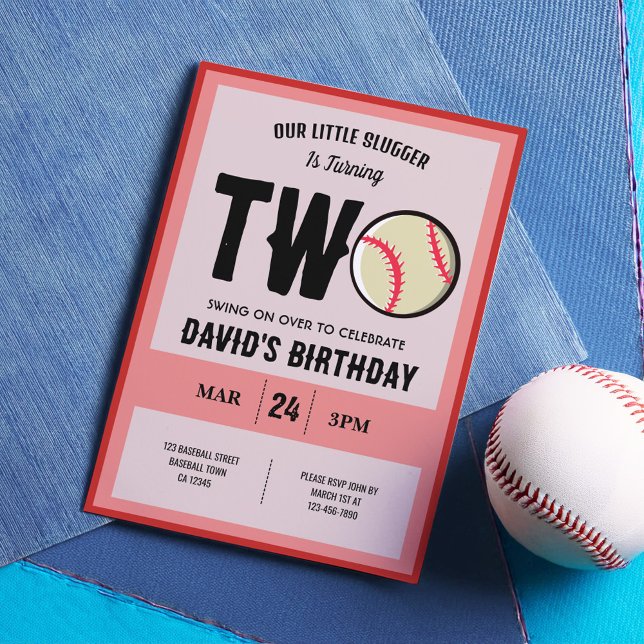 Invitation Cool Modern Little Slugger Baseball 2e anniversair (Créateur téléchargé)