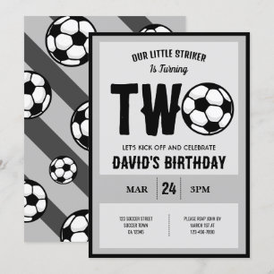 Invitation Cool Modern Little Striker Soccer 2e anniversaire