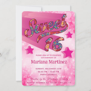 Invitation Cool moderne super star typographie rose