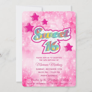 Invitation Cool moderne super star typographie rose