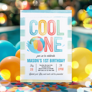 Invitation Cool One Pool Party Beach 1er anniversaire