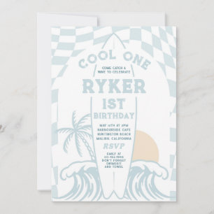 Invitation Cool One Surf Surf board 1er anniversaire
